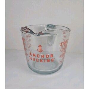 Vtg. Fire King 2 Cup 16 OZ. Red Letter Measuring Cup Anchor Hocking Made in USA